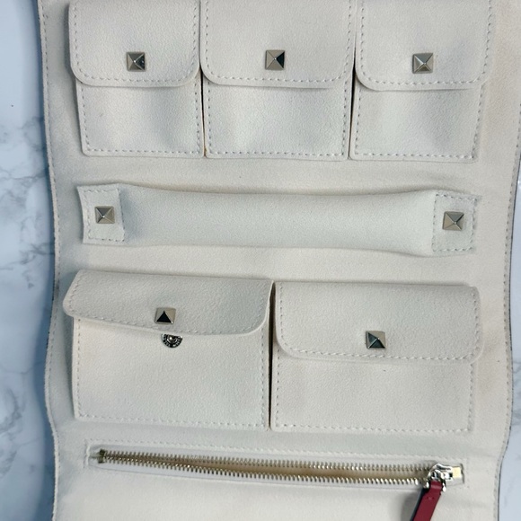 Valentino Garavani Red travel Jewelry Clutch with Silver Studs - Picture 7 of 16